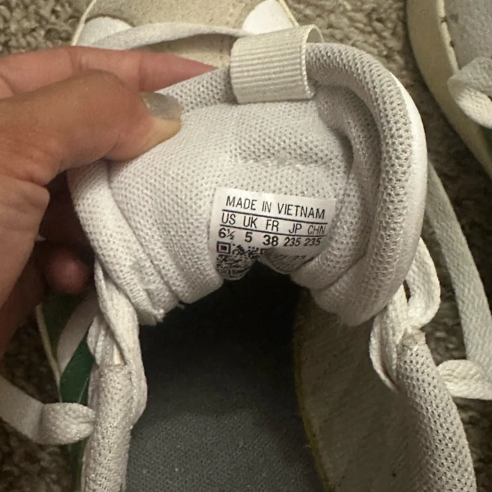 adidas Kids White and Green Low-Top Sneakers